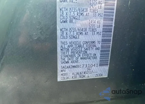 2014 Nissan Pathfinder S z USA, uszkodzony, nr VIN 5N1AR2MN0EC731041